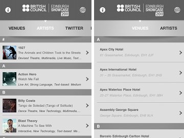 British Council Edinburgh Showcase iPhone App